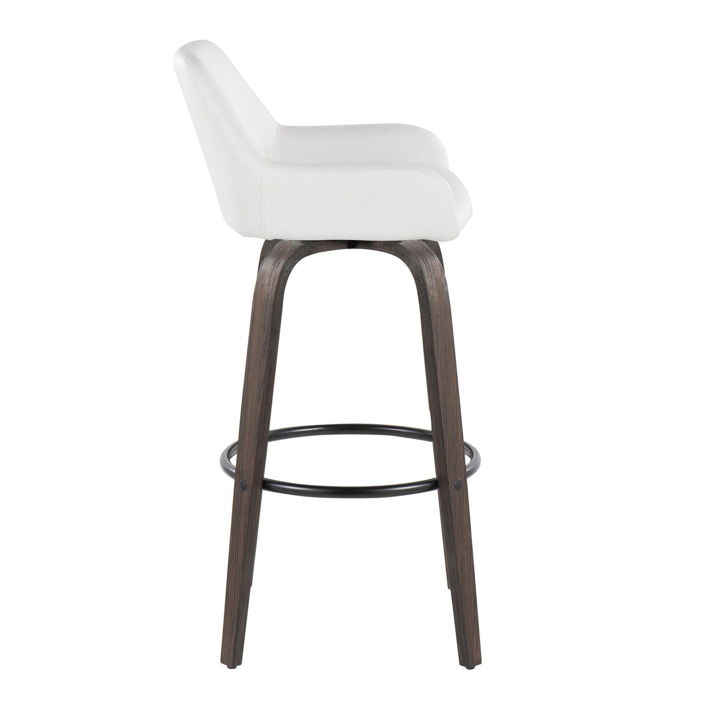 Daniella - Contemporary Fixed Height, Barstool With Swivel With Round Footrest (Set of 2) Lumi Source