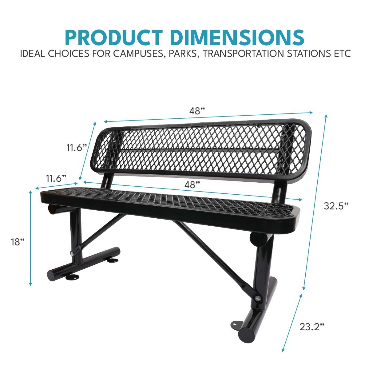 Outdoor Steel Bench With Backrest Home Essentials