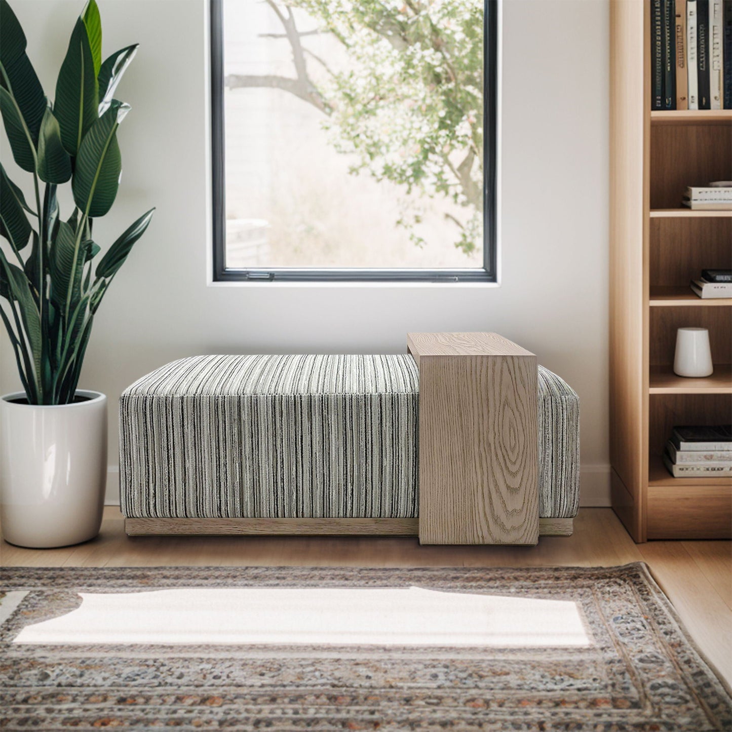 Peggy - Bench/Cocktail Ottoman With Table - Stripe/Multi Chapel Hill