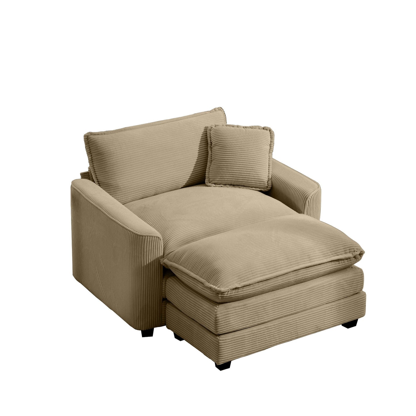 Classic Modern Comfortable Single Chair Deep Seat Sofa With Footstool Home Essentials
