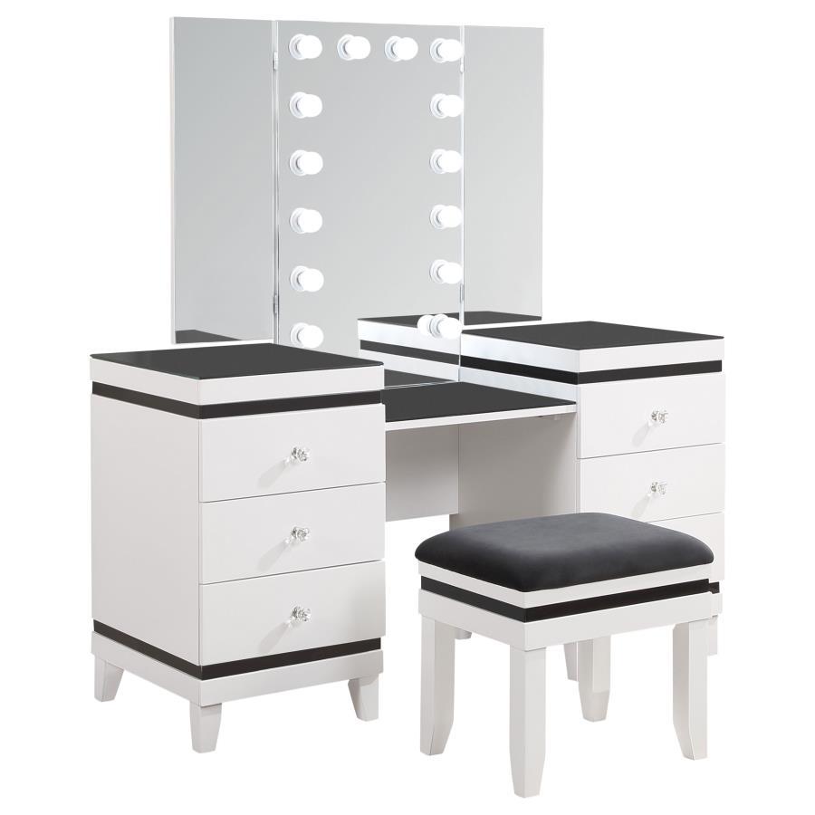 Talei - 6-Drawer Vanity Set With Lighting - Black And White Coaster Fine Furniture