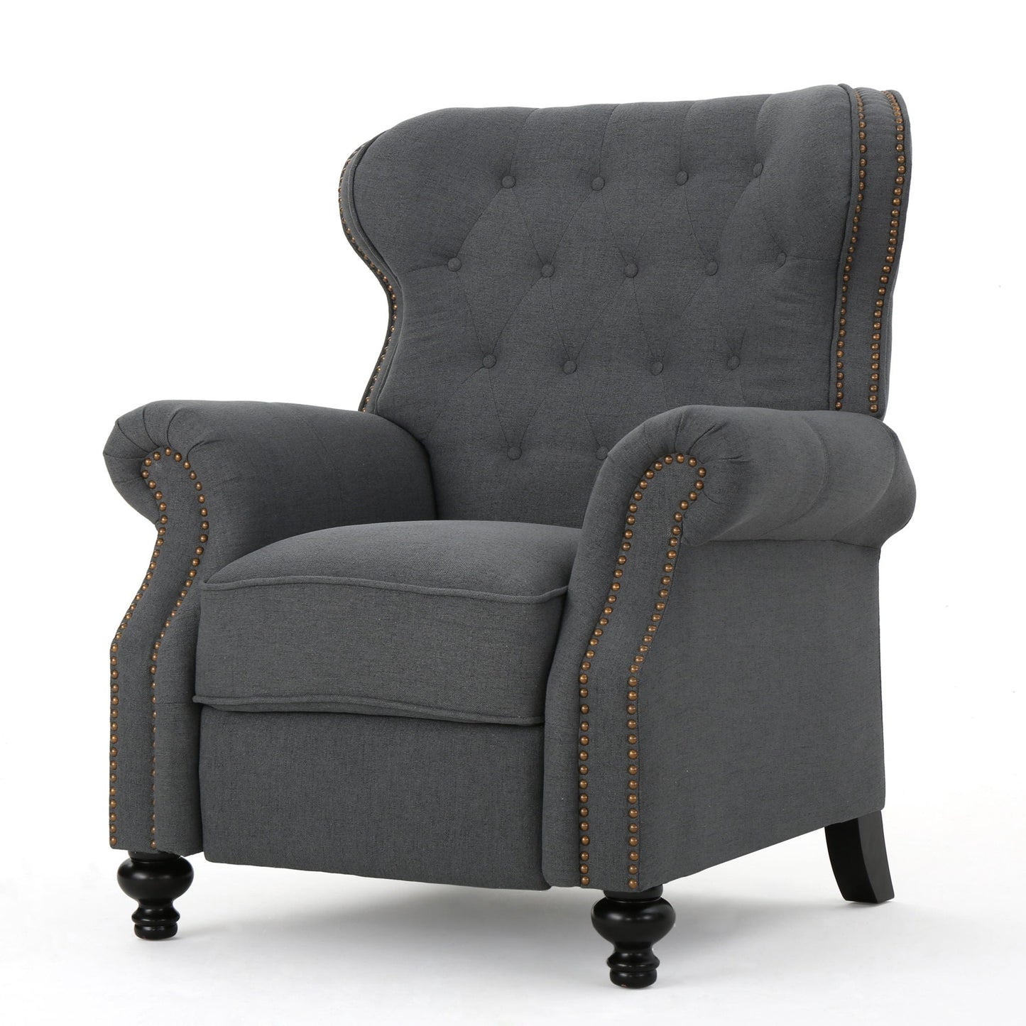 Accented Push Back Recliner Chair With Rolled Arms, Enjoy Cocooning Comfort Noble House