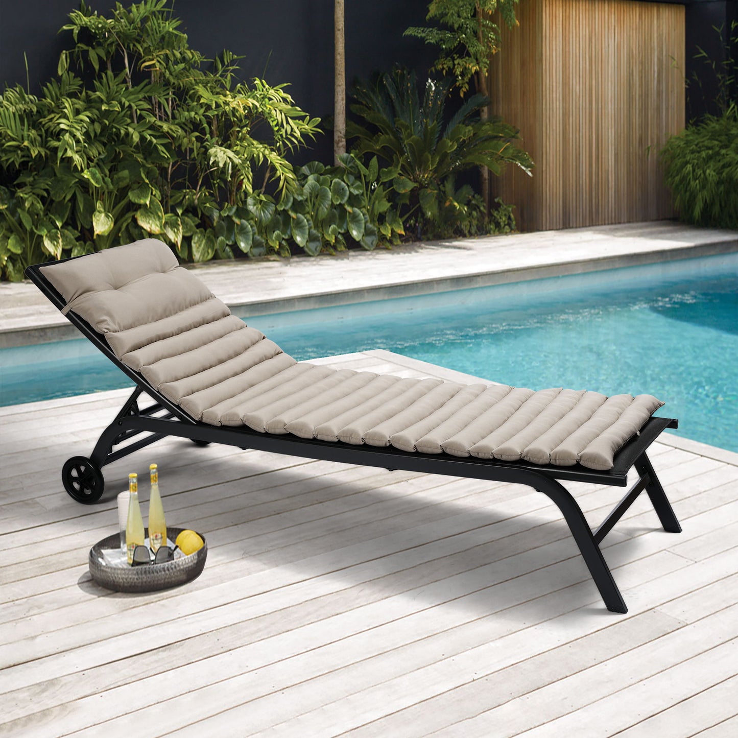2 Piece Outdoor Chaise Lounge Chair Cushion Set Home Essentials