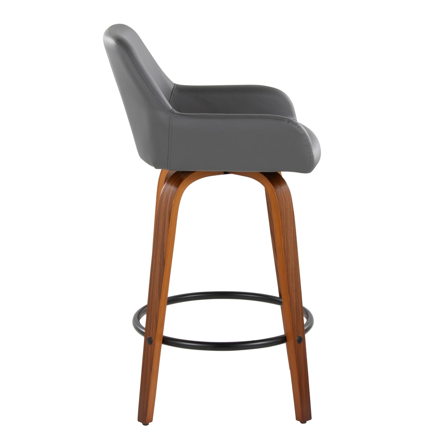 Daniella - Contemporary Fixed Height Counter Stool With Swivel With Round Footrest (Set of 2) Lumi Source