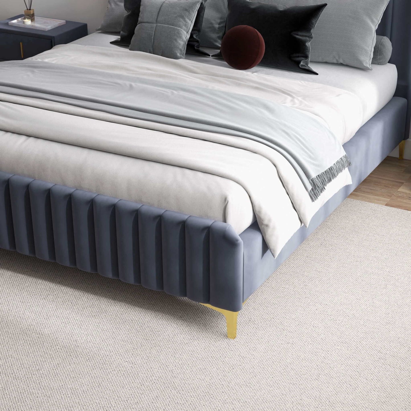Bethany - Queen Upholstered Platform Bed - Gray Ashcroft Furniture