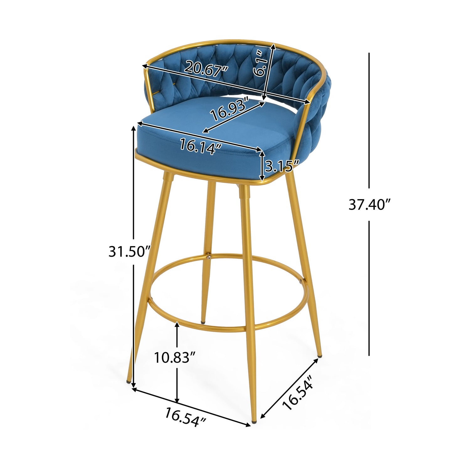 Modern Low Back Upholstered Counter Height Bar Stools (Set of 2) Noble House