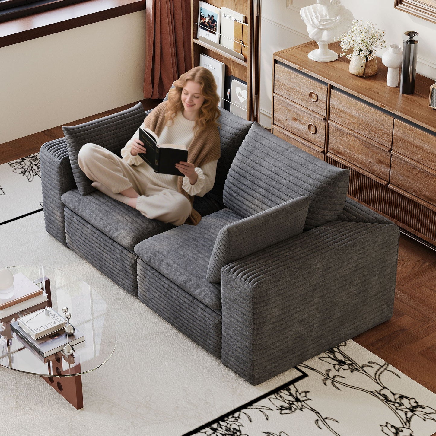 Cloud Sofa, Deep Seat Couches, Removable Cushion For Living Room - Dark Gray Home Essentials