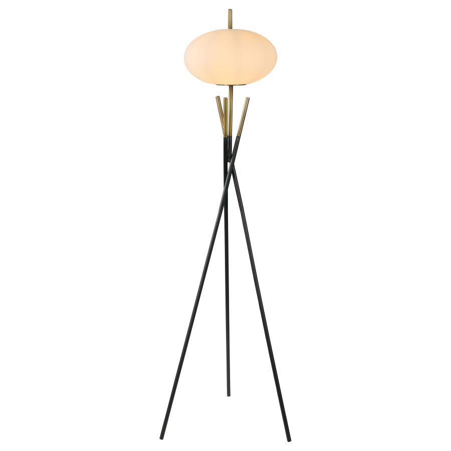 Layton - White Orb Shade Tripod Floor Lamp - Black Coaster Fine Furniture