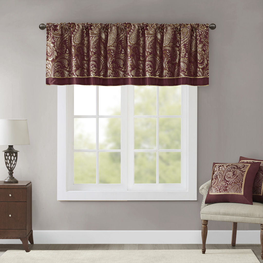 Aubrey - Window Valance - Burgundy Madison Park