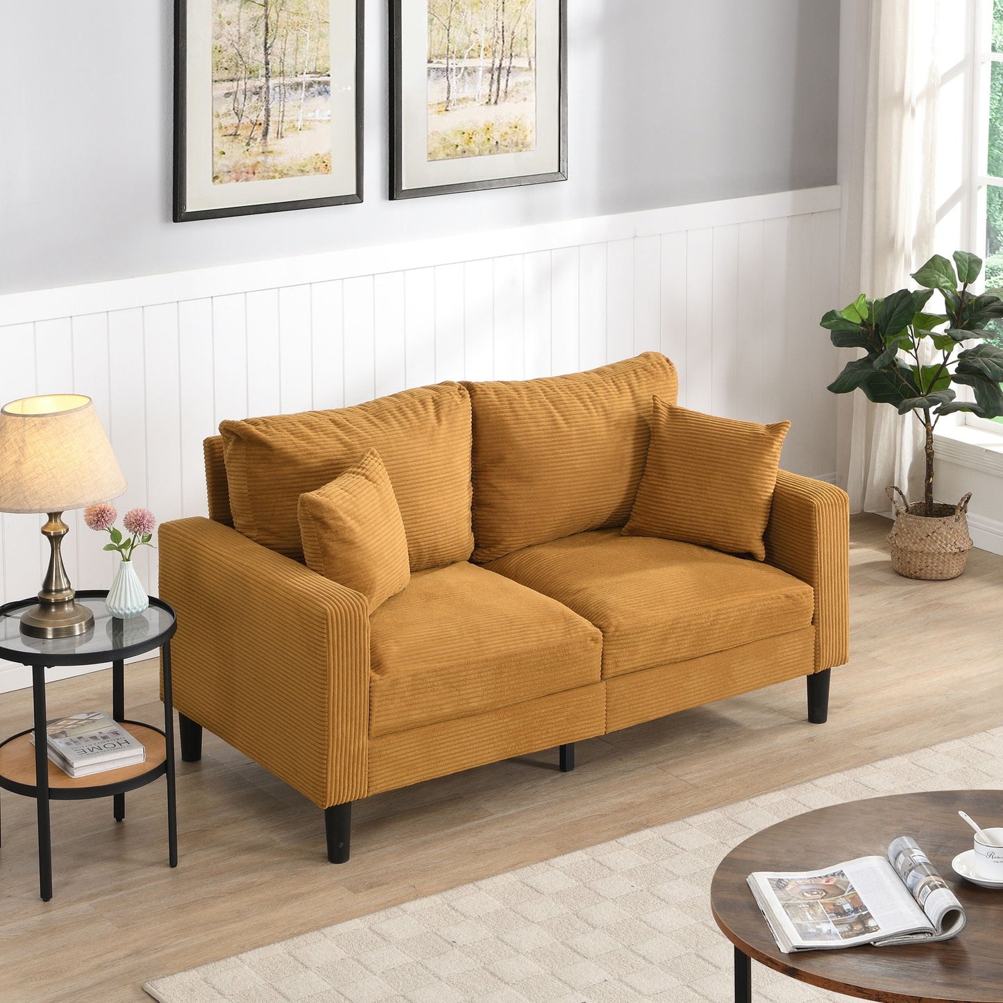 High Resilience Loveseat Sofa With Wooden Frame Home Essentials