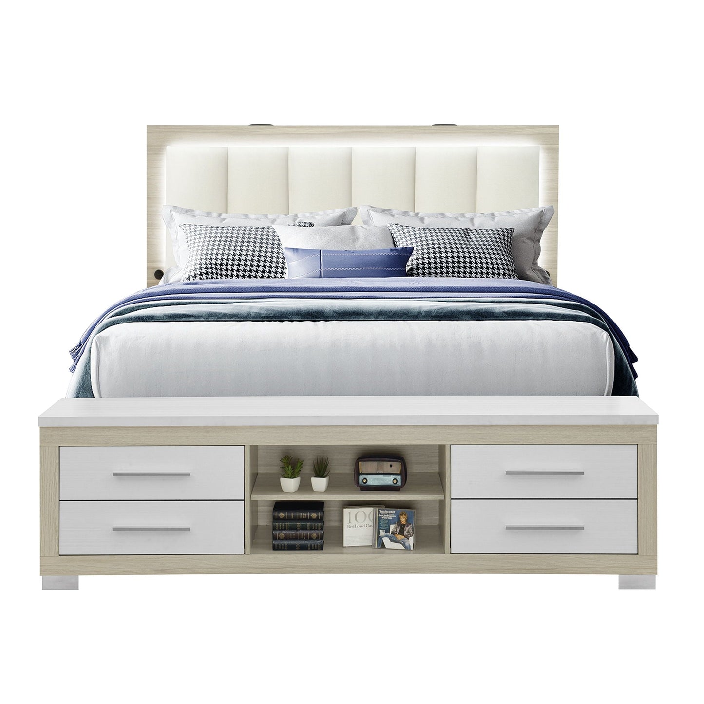Messa - Bed With Storage Features And LED Lighting Global Furniture USA