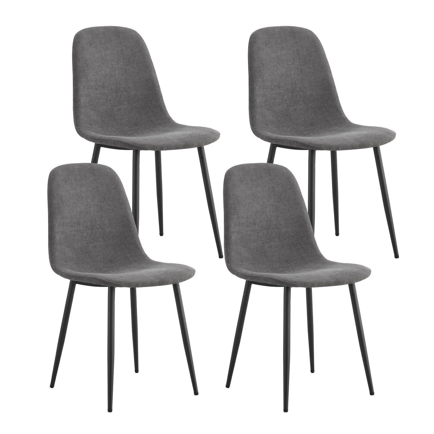 Modern Medieval Style Cushioned Side Chairs Set With Black Metal Legs For Kitchens Home Essentials