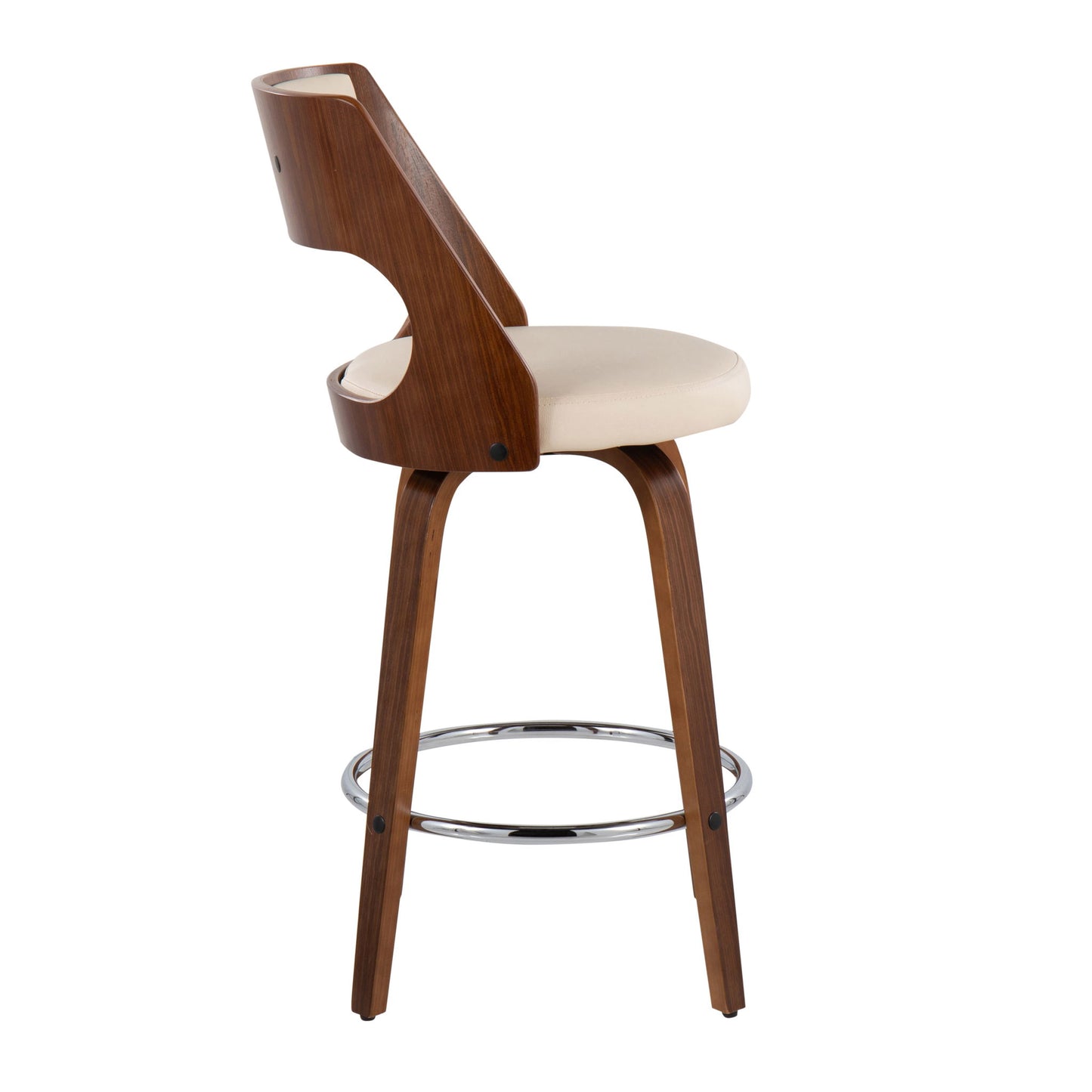 Cecina - Mid-Century Modern Fixed Height Counter Stool With Swivel And Round Footrest (Set of 2) Lumi Source