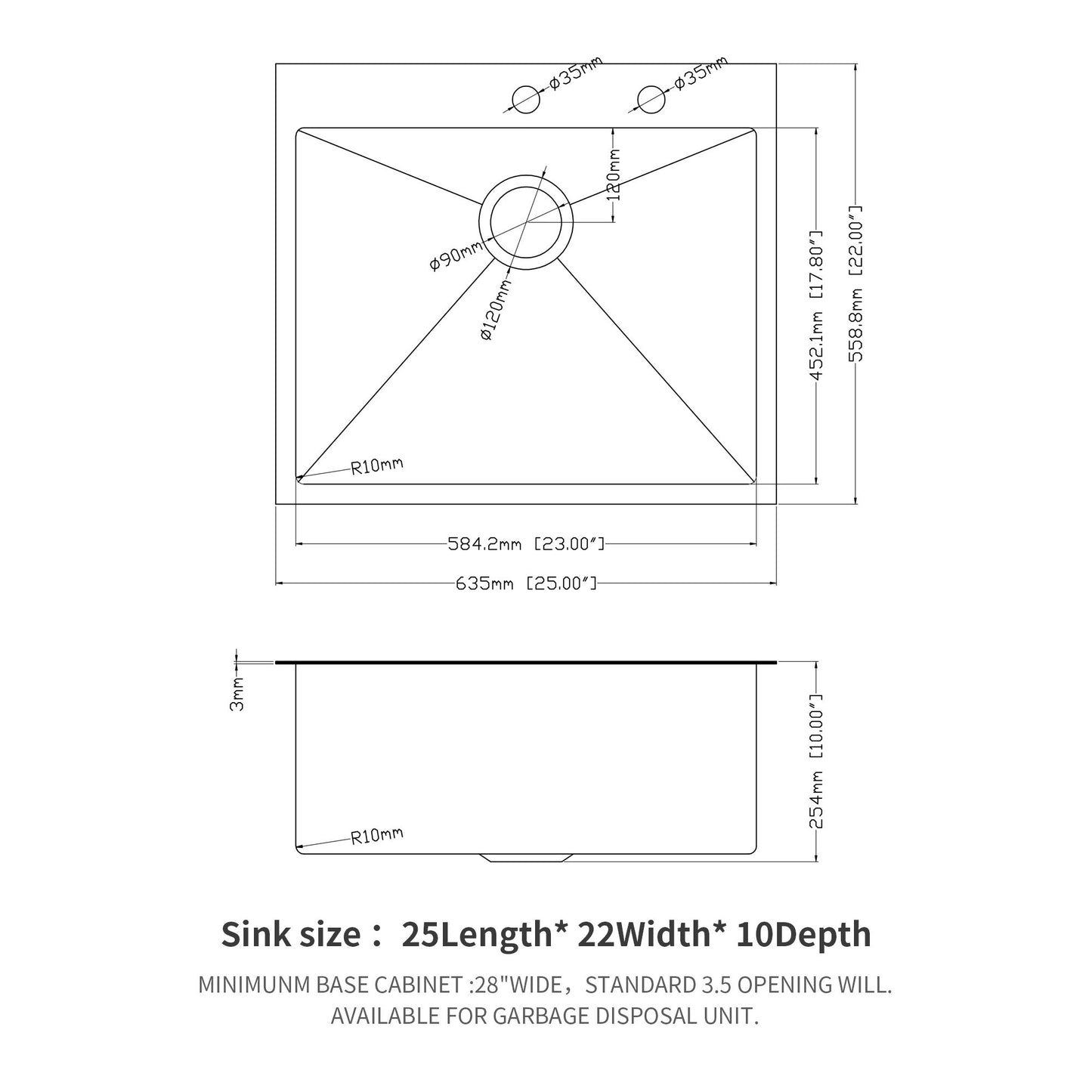 Topmount Kitchen Sink 16 Gauge, Single Bowl Daily Nest