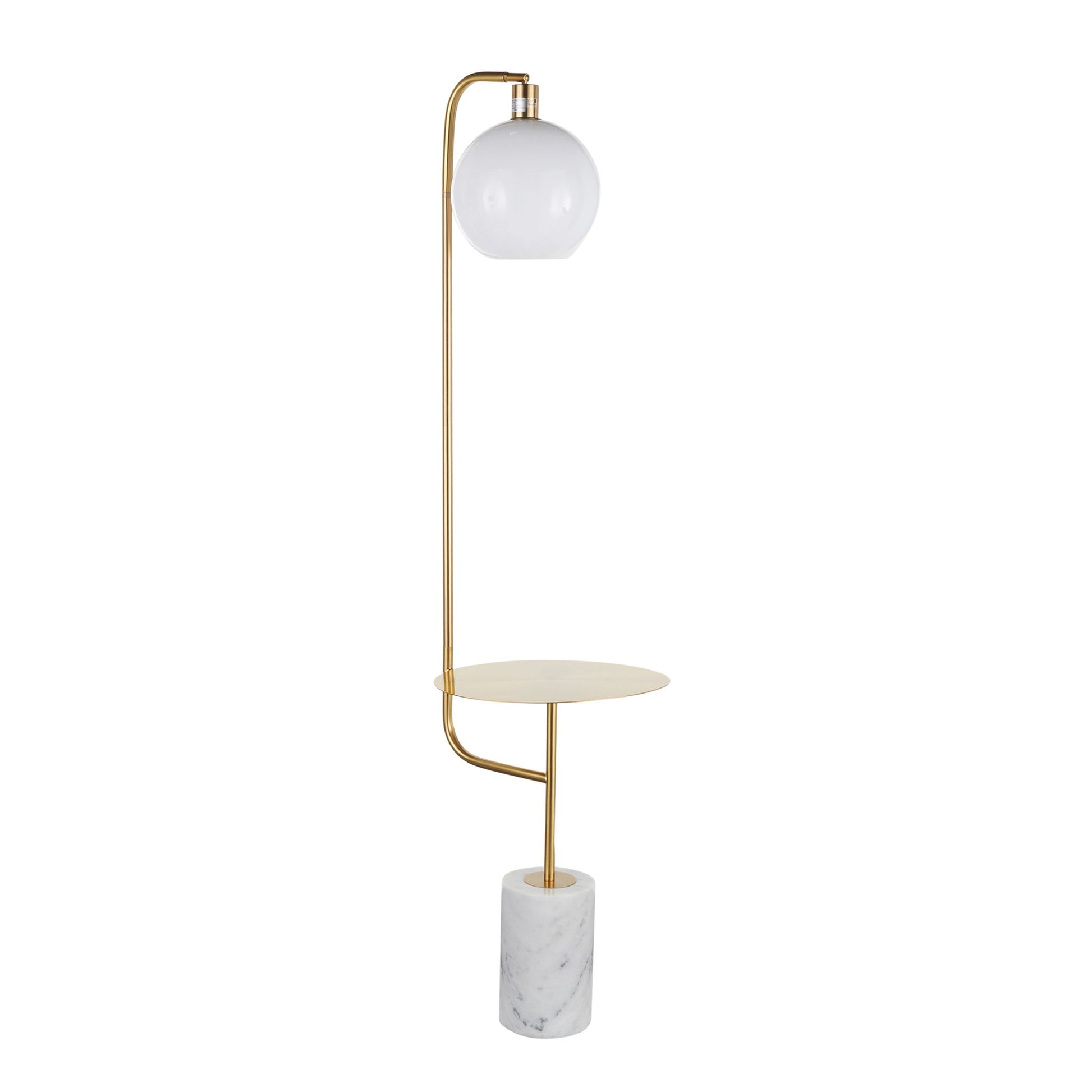 Symbol - Contemporary / Glam Floor Lamp Side Table - White Marble Lumi Source