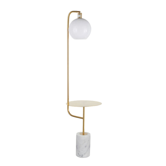 Symbol - Contemporary / Glam Floor Lamp Side Table - White Marble Lumi Source