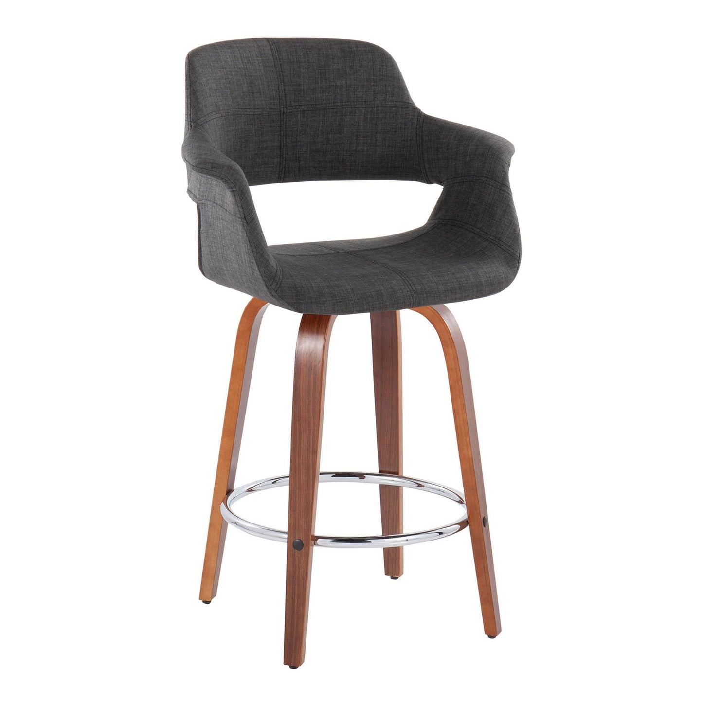 Vintage Flair - Mid-Century Modern Fixed Height Counter Stool With Swivel With Round Footrest (Set of 2) Lumi Source