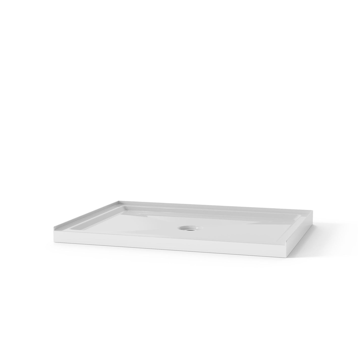 Shower Base Anti Slip Center Drain Single Threshold 32" X 48" - White Daily Nest