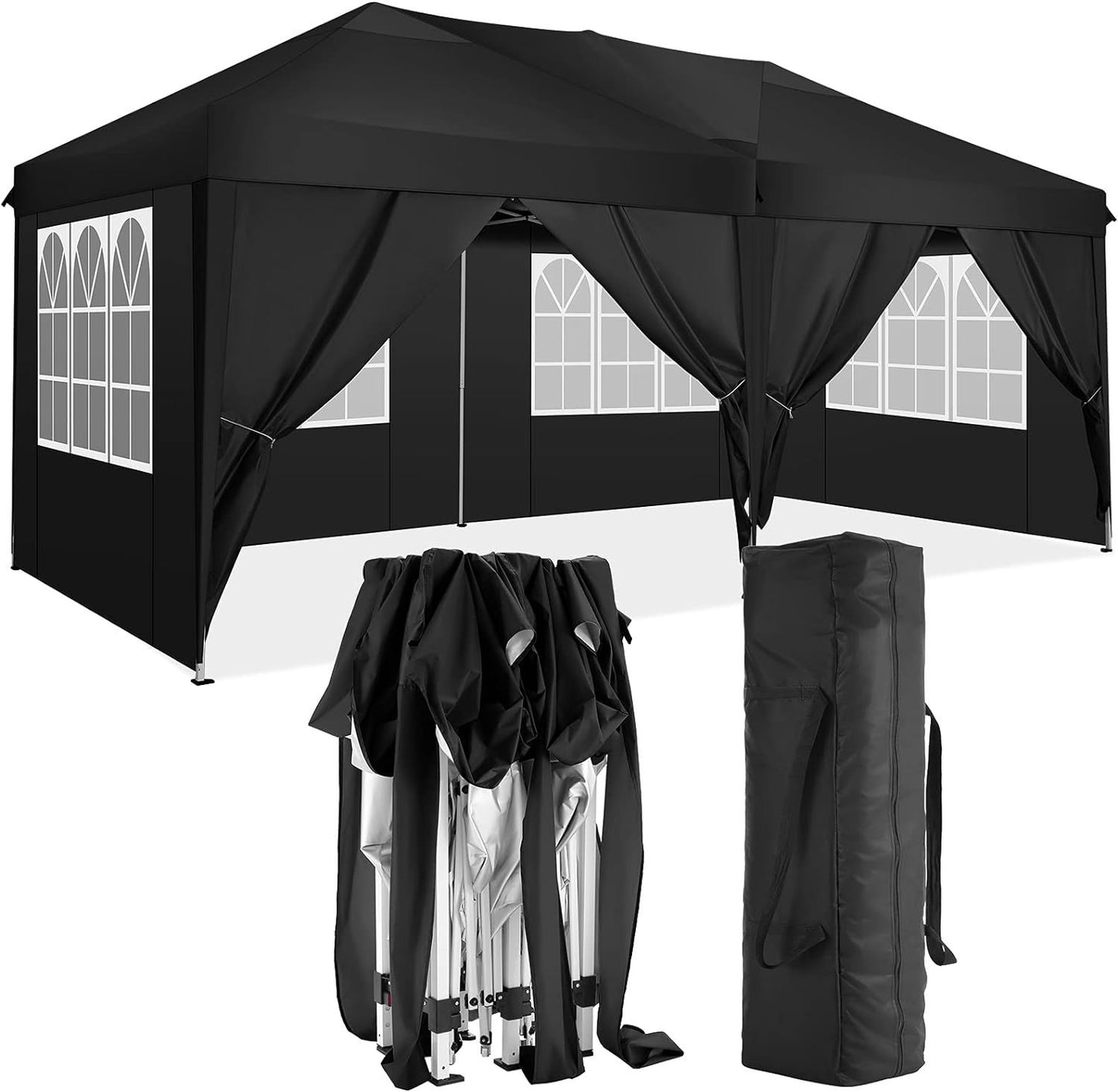 10'X20' Folding Canopy With 6 Removable Sidewalls Outdoor Event Shelter UPF 50+ Gazebo Portable Tents For Parties Beach Camping Wedding Ez Pop Up Canopy Home Essentials