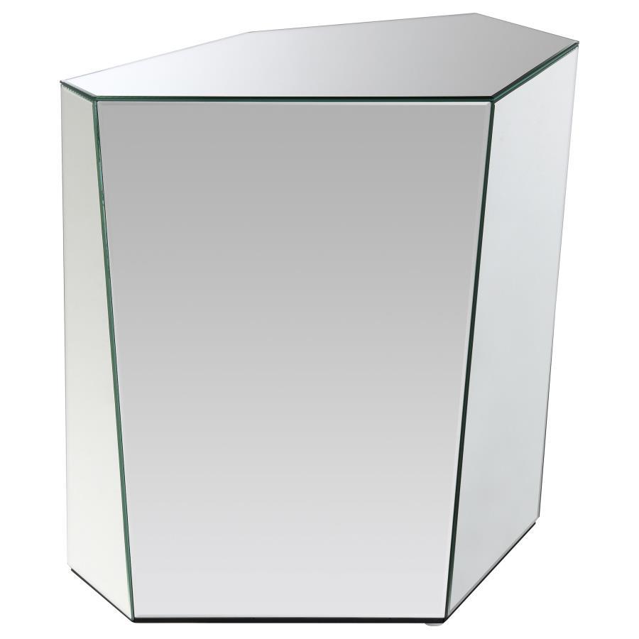 Capella - Mirrored Abstract Geometric End Table - Silver Coaster Fine Furniture