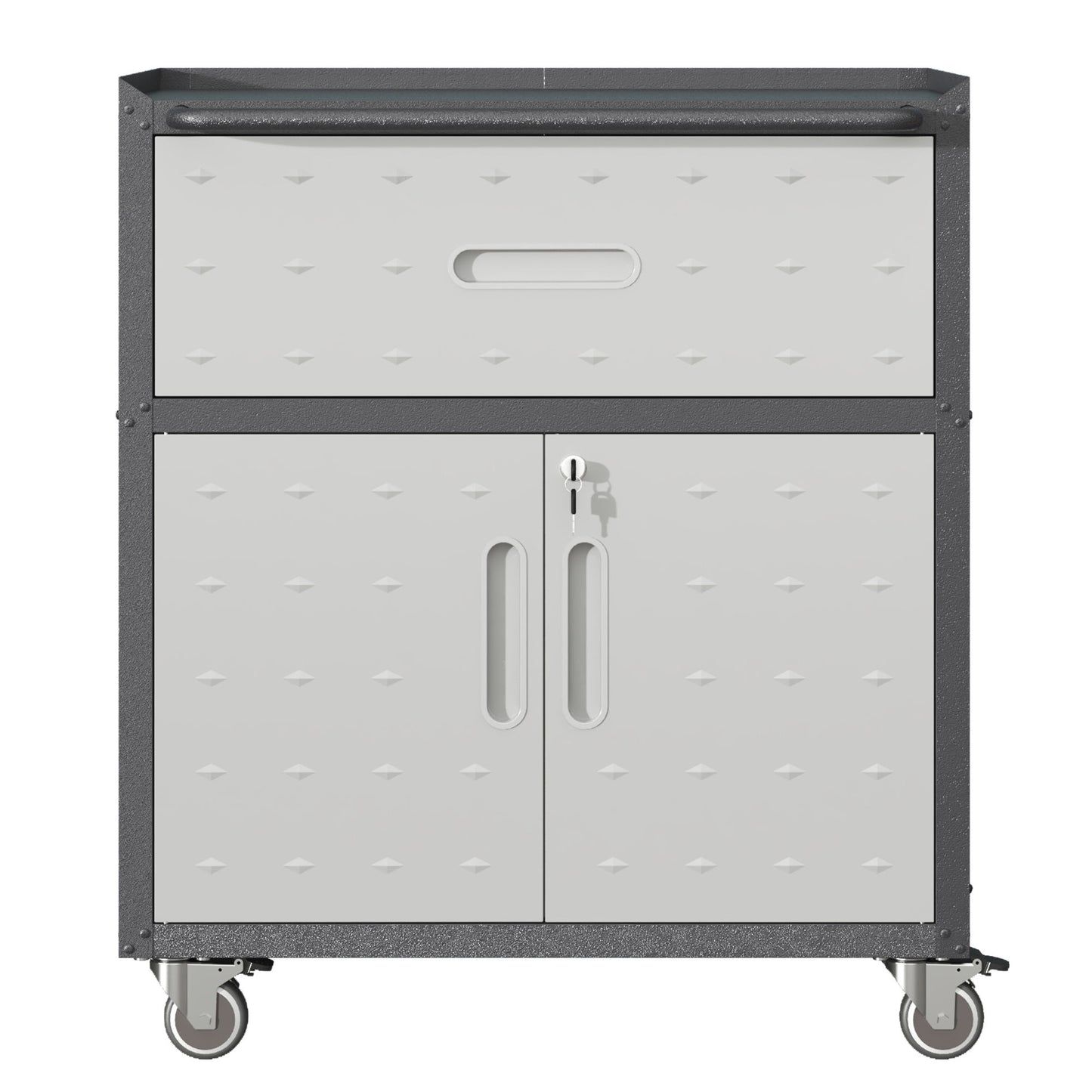 Sturdy And Durable Metal Tool Cabinet For Garage With Wheels Mobile Heavy Duty Storage Cabinet With 1 Drawer And 2 Locking Doors Daily Nest