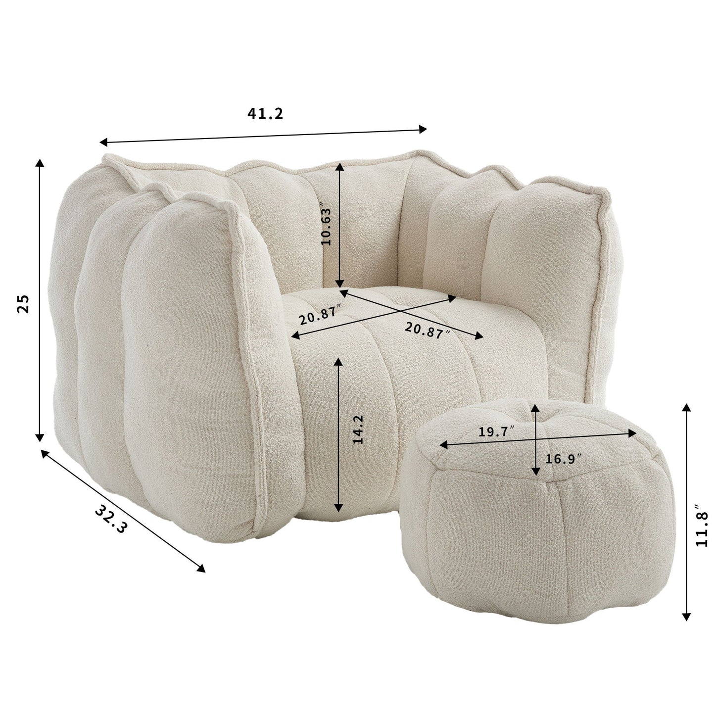 Soft Chenille Bean Bag Chair With High Resilient Foam Home Essentials