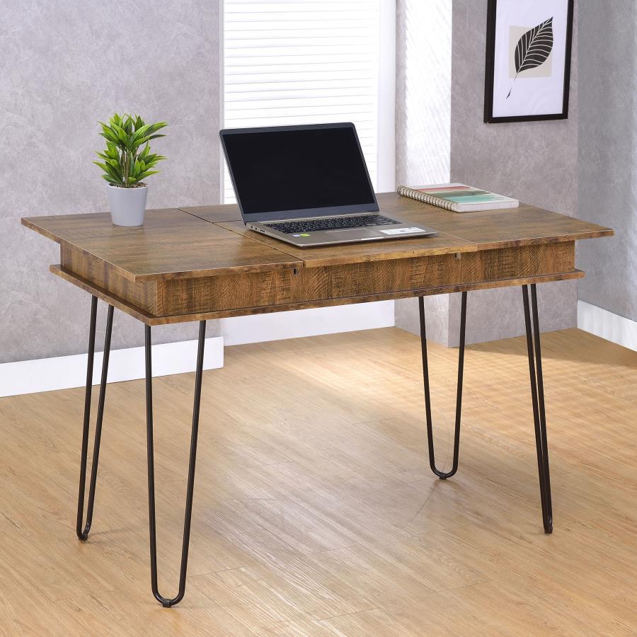 Sheeran - Writing Desk With Storage - Rustic Amber CoasterEveryday