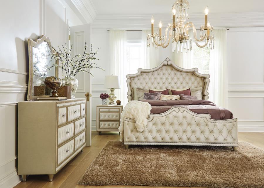 Antonella - 7-Drawer Upholstered Dresser With Mirror CoasterElevations