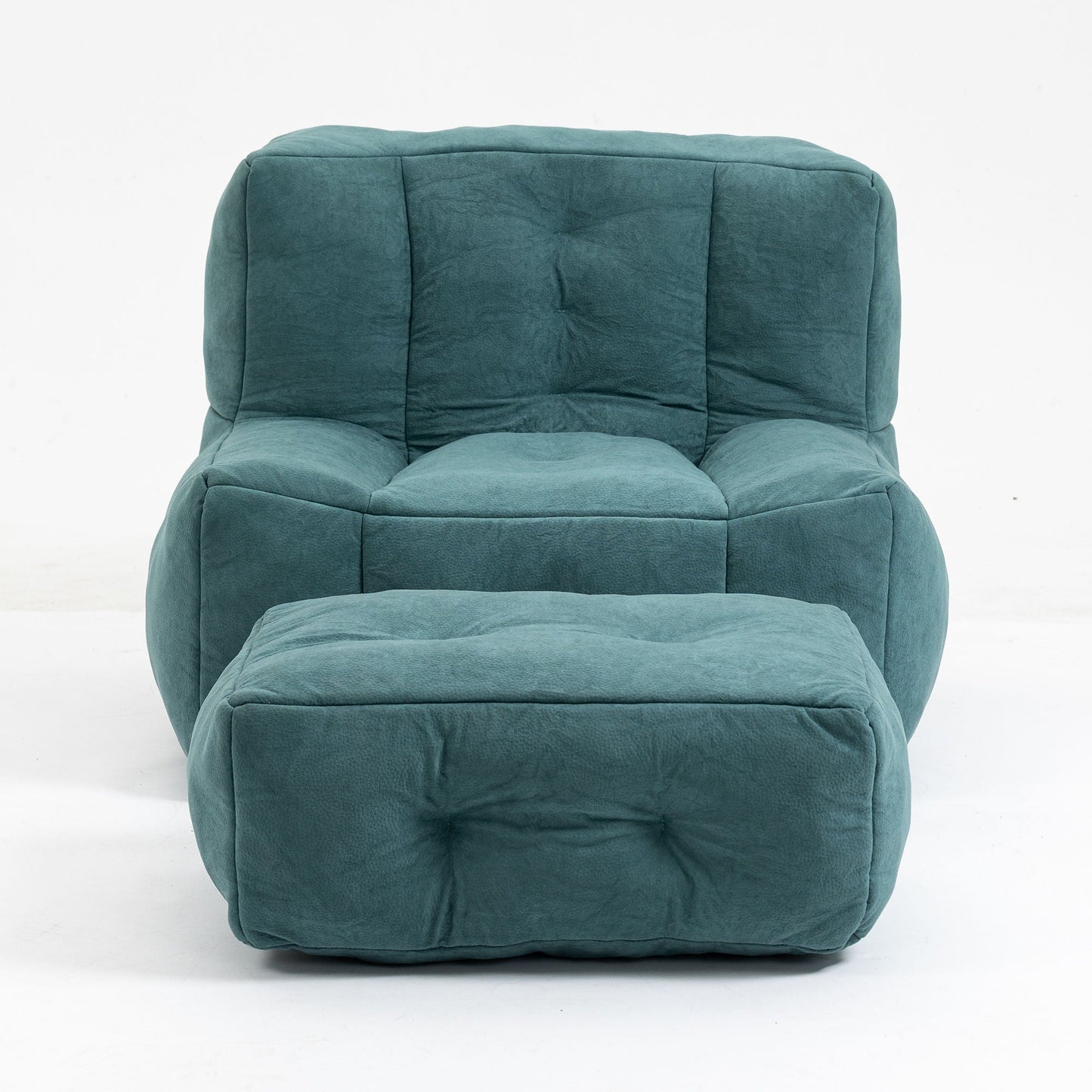 Modern Indoor Fluffy Bean Bag Chair With Memory Foam And Ottoman, Super Soft Home Essentials