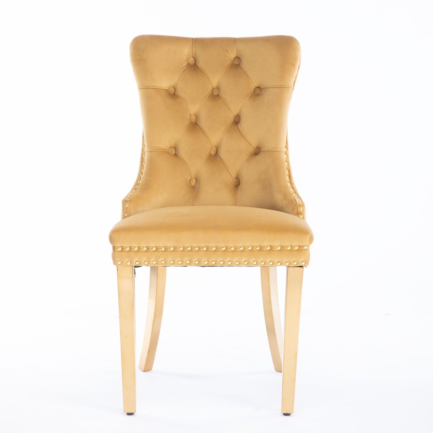 Nikki - Modern, High-End Tufted Solid Wood Contemporary Velvet Upholstered Dining Chair With Golden Stainless Steel Plating Legs, Nailhead Trim (Set of 2) Home Essentials