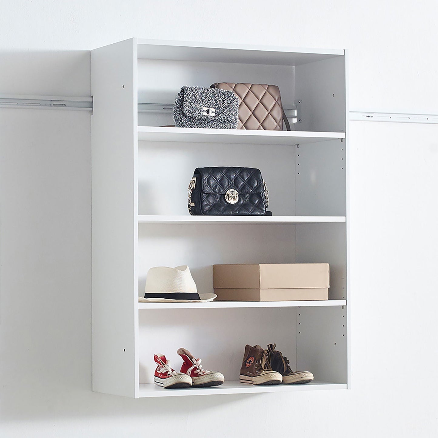 Devi - Wall Mounted Wood Closet System With Modular Units Home Essentials