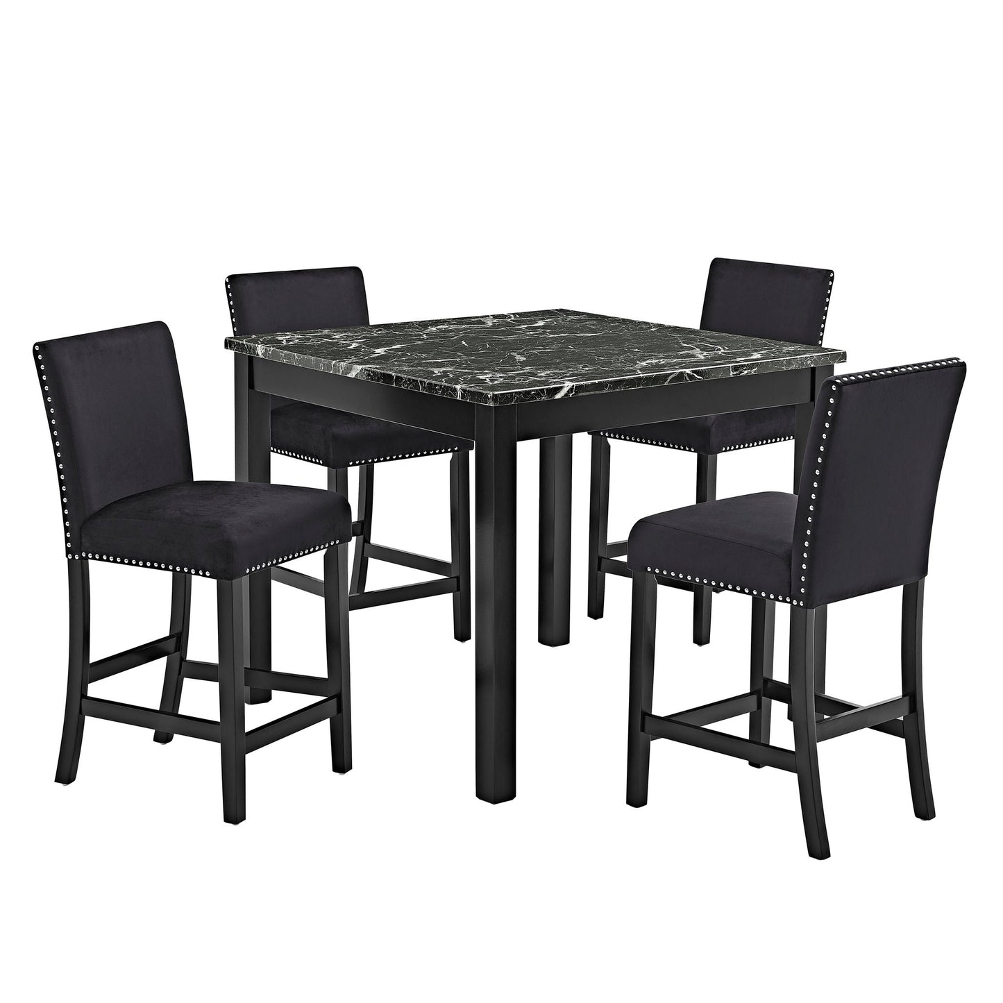 Lennon - 5 Piece Counter Height Set - All Black Crown Mark