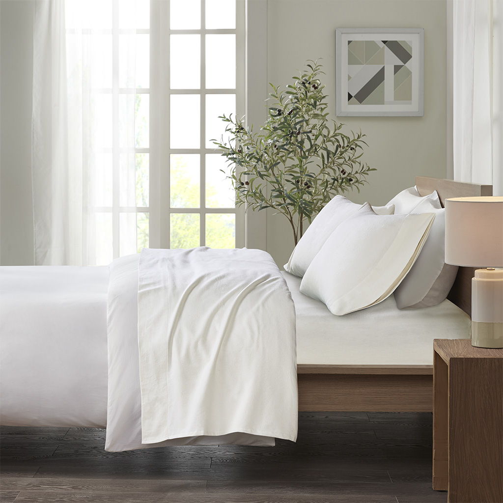 Queen Cozy Sheet Set - Ivory Solid True North by Sleep Philosophy