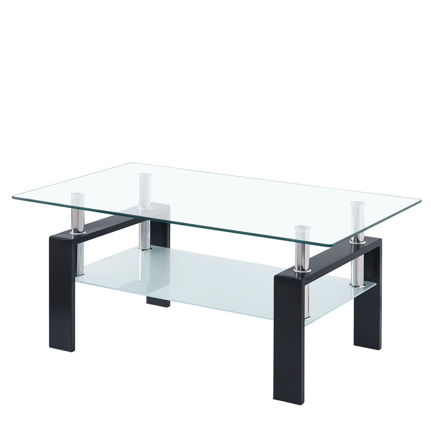 Luxury Modern Tempered Glass Coffee Table With 2 Layers Home Essentials