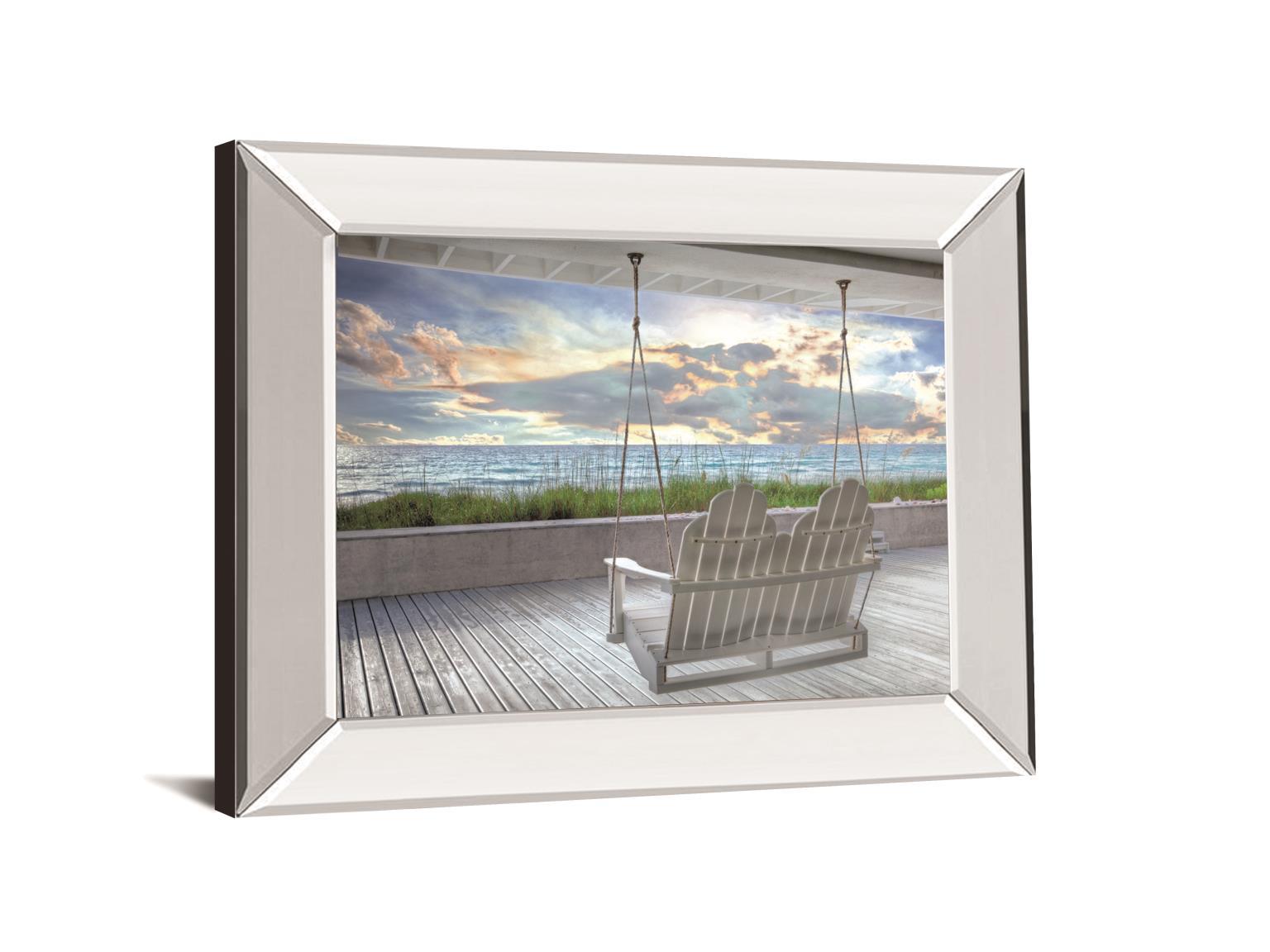 Swing At The Beach By Celebrate Life Gallery Mirrored Frame - Blue Classy Art