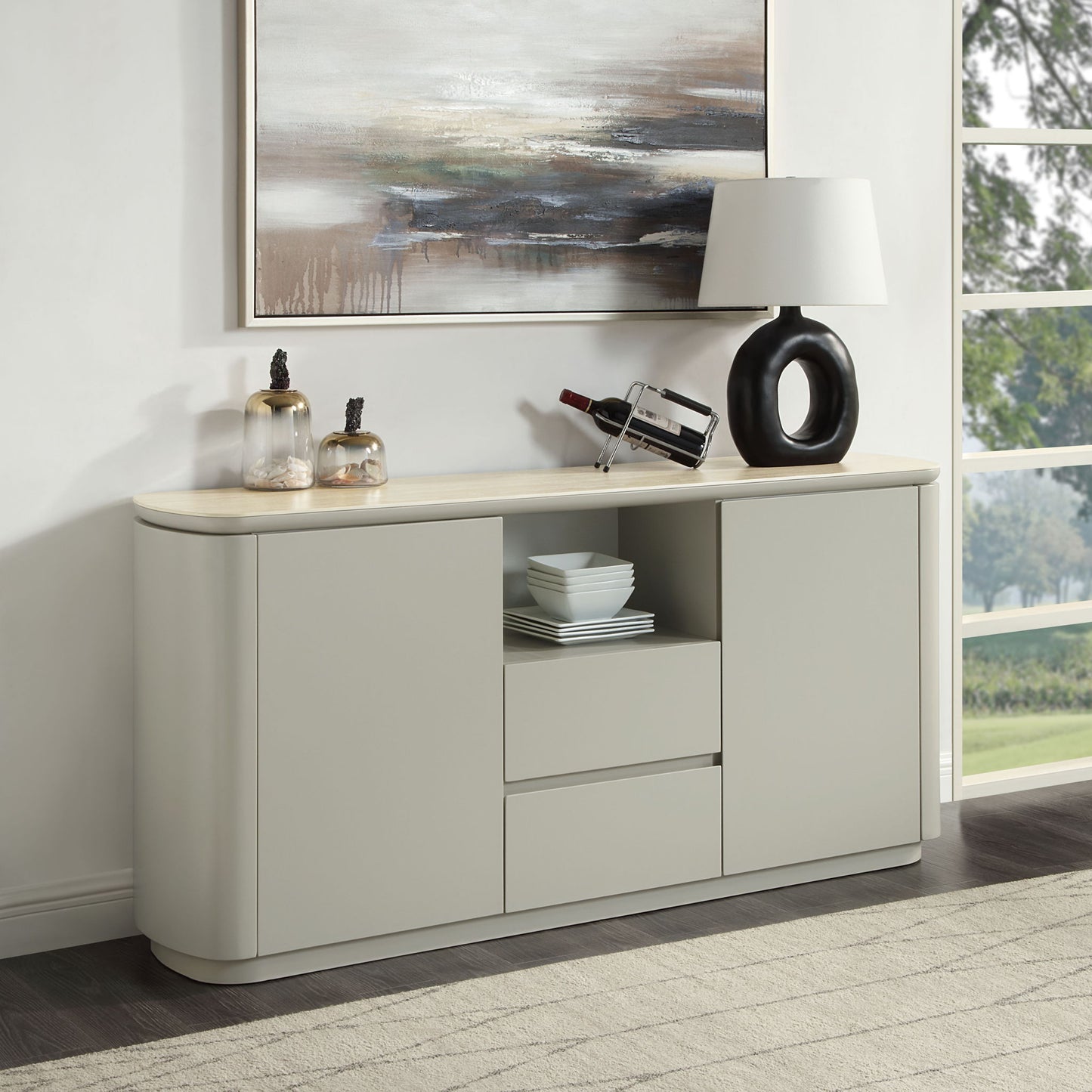 Ingram - Ceramic Top Server - Light Gray Acme