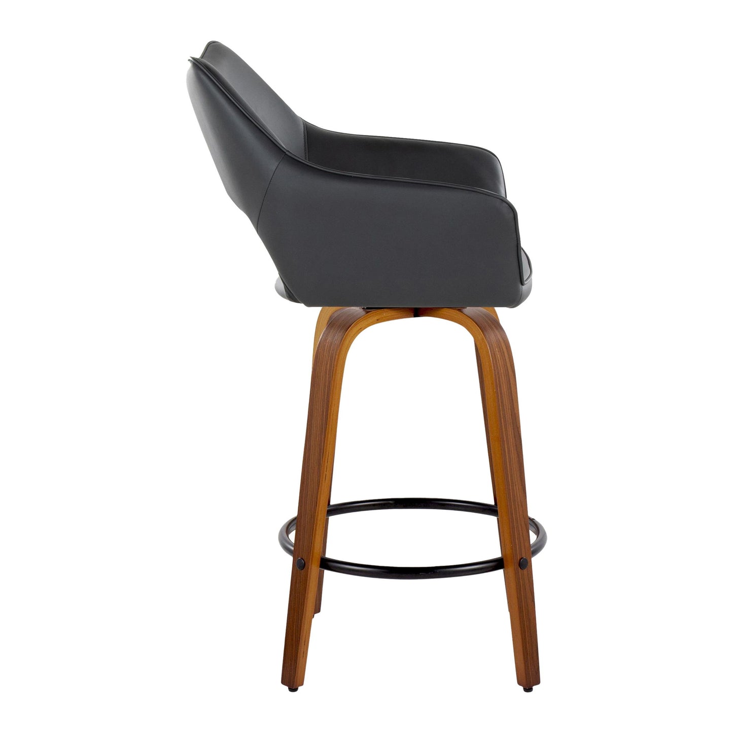 Mustang - Contemporary Fixed Height Counter Stool With Swivel With Round Footrest (Set of 2) Lumi Source