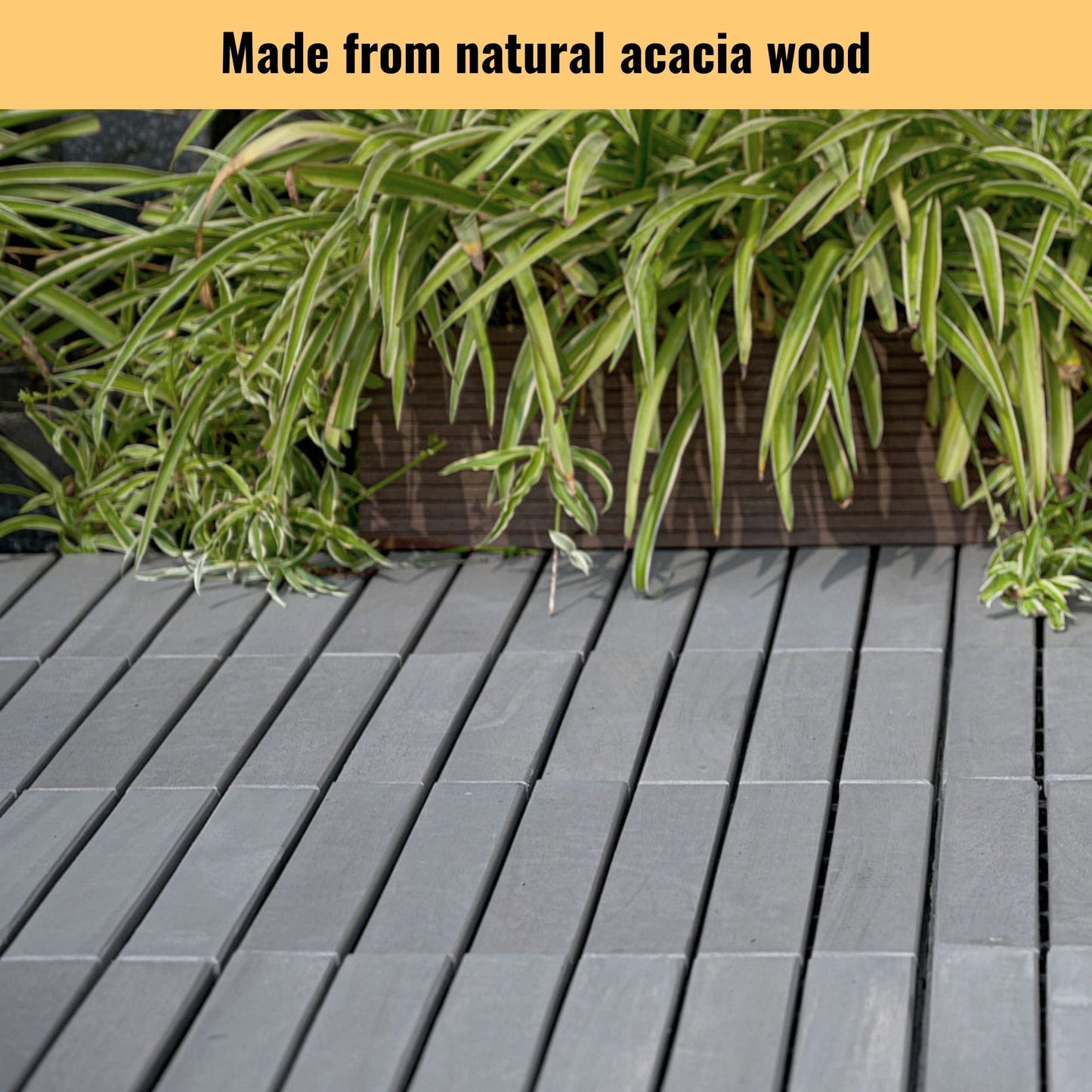 Interlocking Deck Tiles Striped Pattern, Square Acacia Hardwood Outdoor Flooring For Patio, Bancony, Pool Side Daily Nest