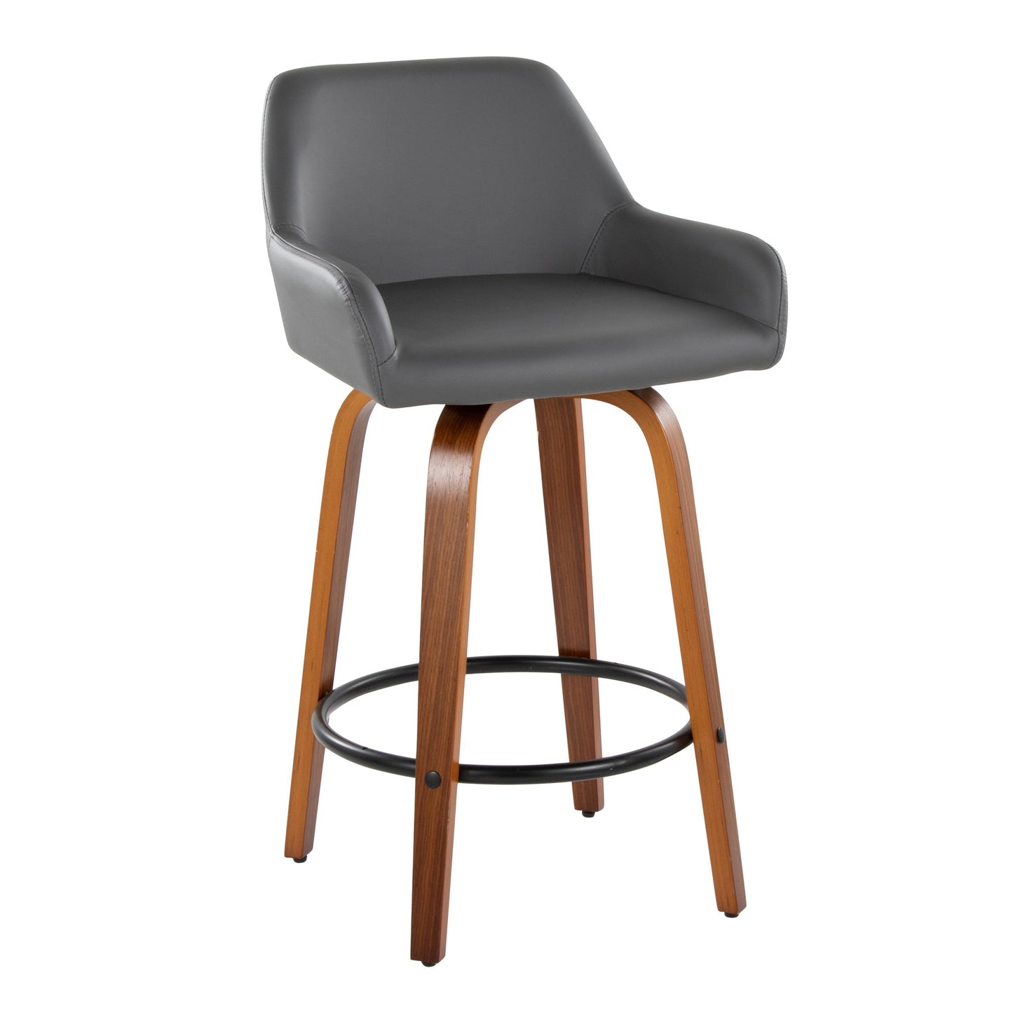 Daniella - Contemporary Fixed Height Counter Stool With Swivel With Round Footrest (Set of 2) Lumi Source