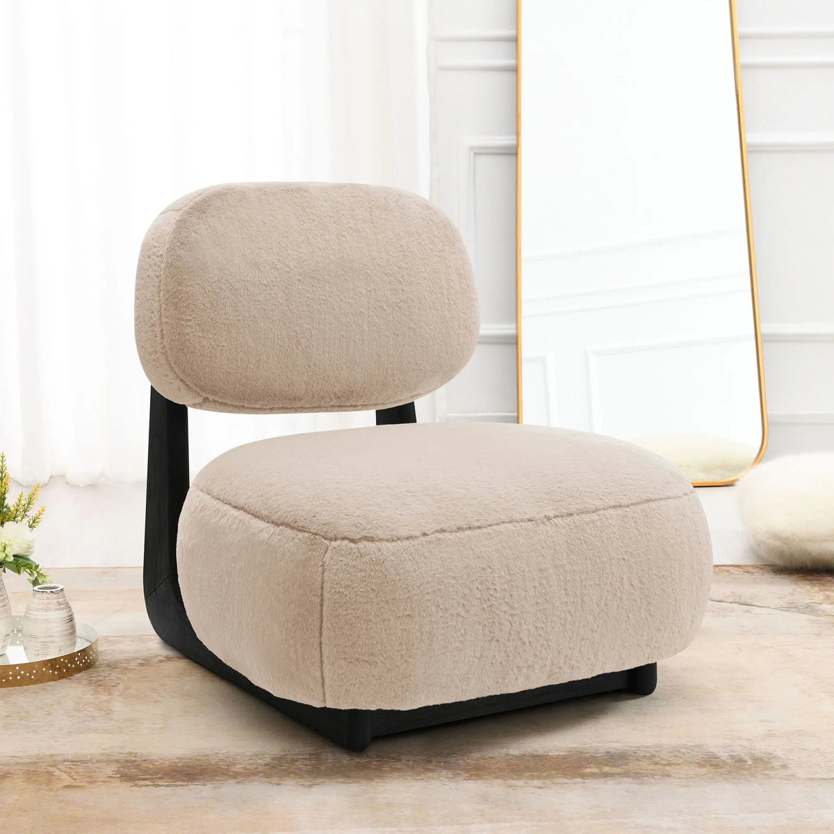 Phia - Upholstered Armless Chair With Oval Back - Camel Furniture Max