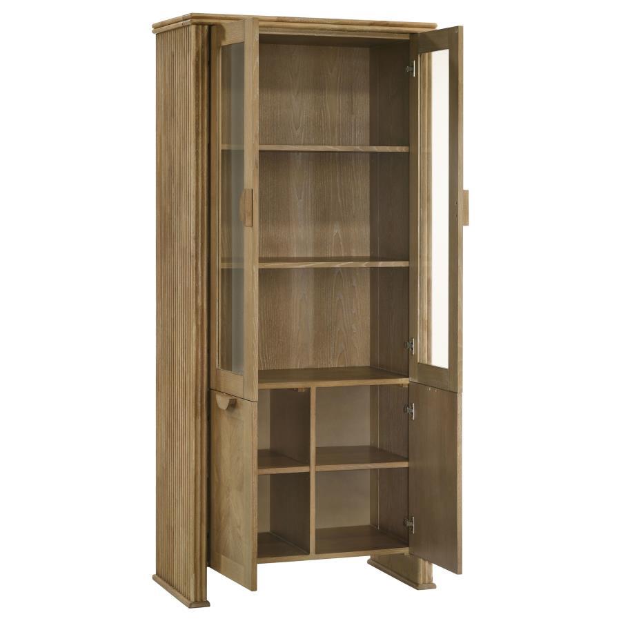 Adina - Tall Display Cabinet - Distressed Light Brown Coaster Fine Furniture
