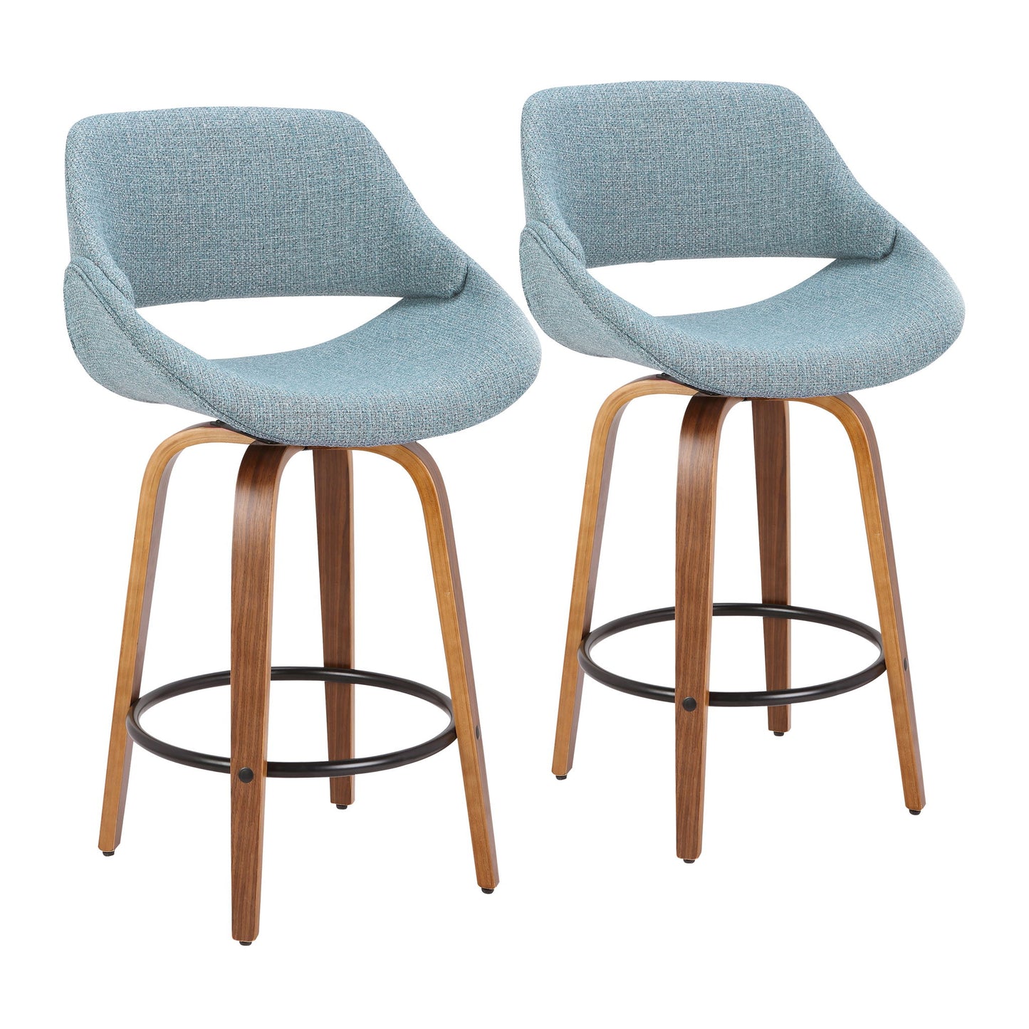 Fabrico - Mid Century Modern Fixed Height Counter Stool And Round Footrest (Set of 2) Lumi Source