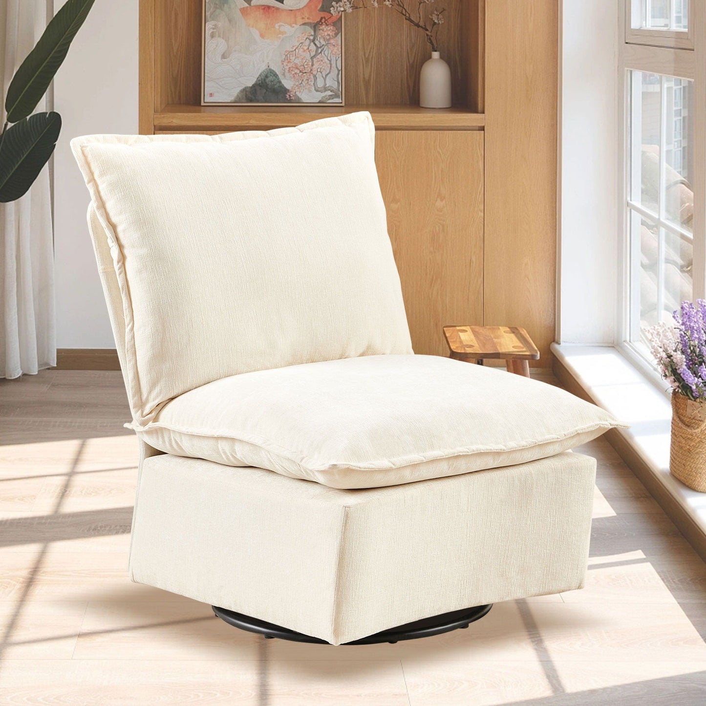 Detachable Chenille Single 360 Swivel Rocking Rocker, 360 Swivel Sofa Chair & Single Sofa Lounge, Comfortable Seating For Living Room & Bedroom Sofa 1 Piece Home Essentials