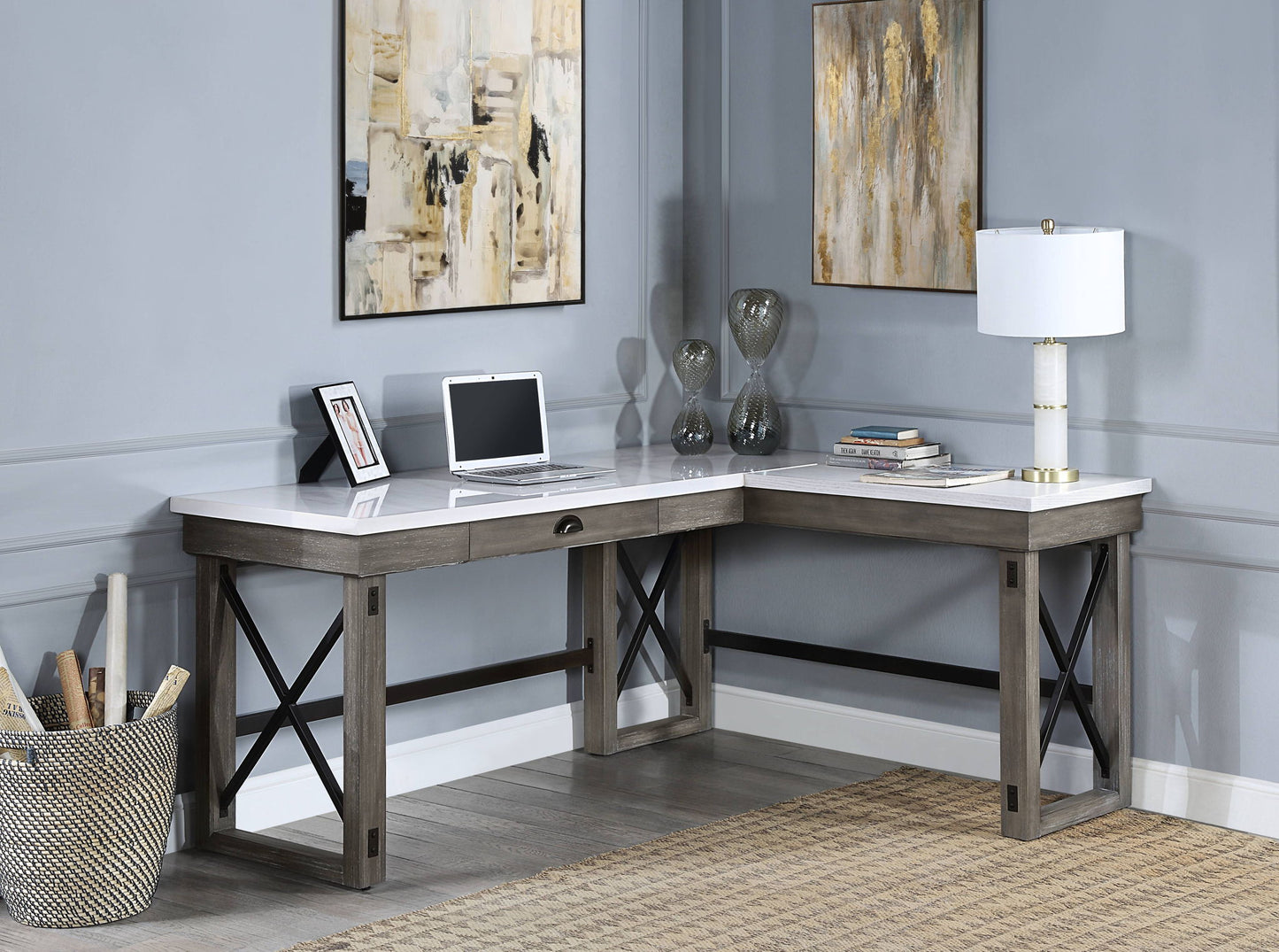 Talmar - Marble Top Weathered Writing Desk With Lift Top Acme