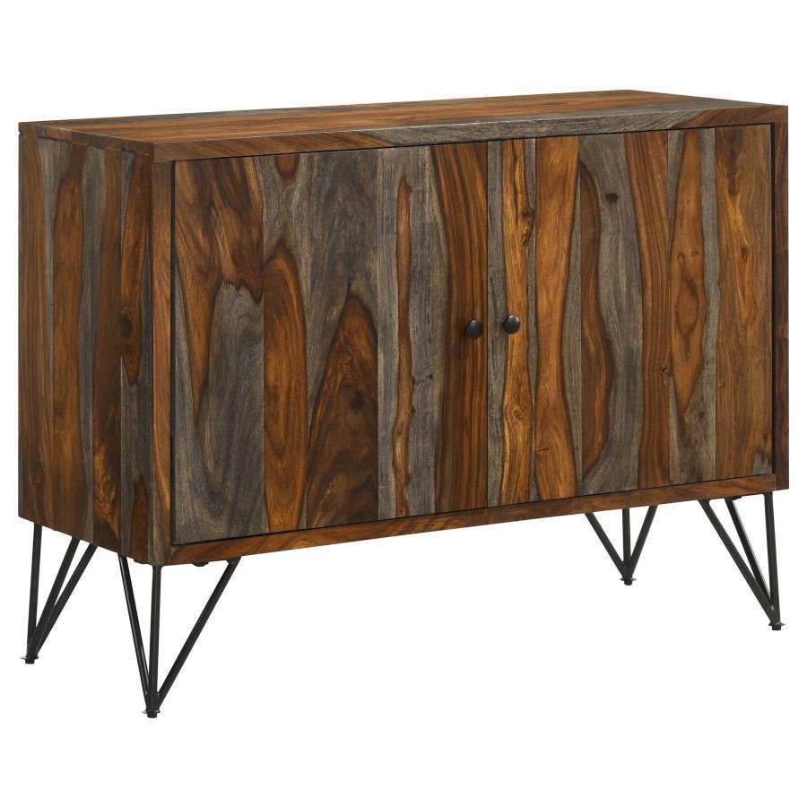Macon - 2 Door Sheesham Wood Storage Accent Cabinet - Gray CoasterEssence
