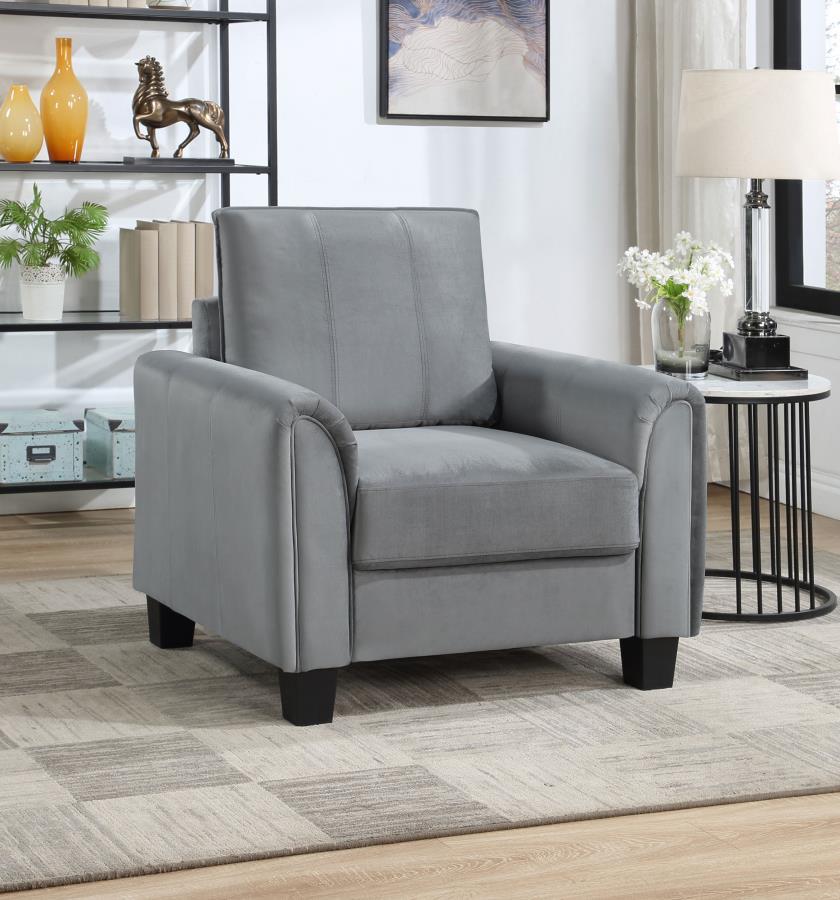 Davis - Upholstered Rolled Arm Accent Chair - Gray Coaster Fine Furniture