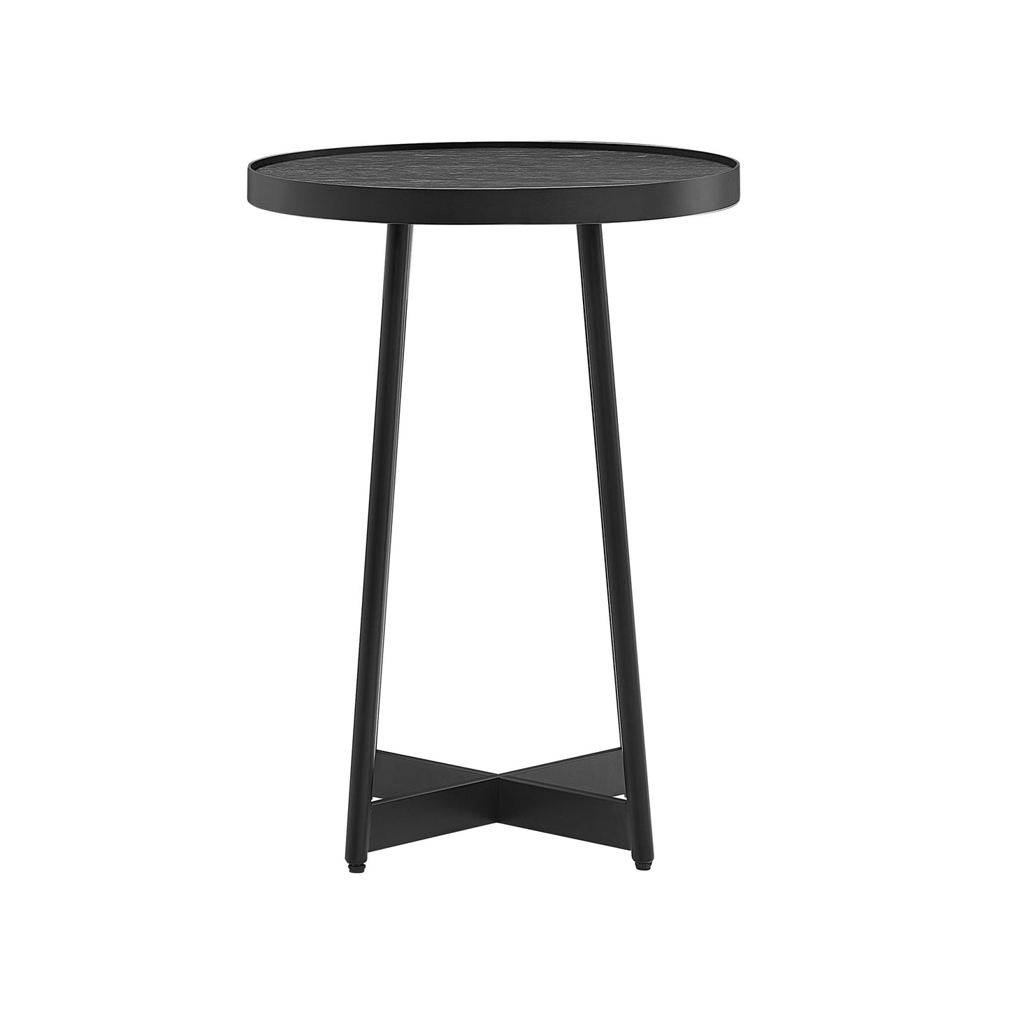 Ranlo - Round Accent Table With Geometric Legs - Black Home Essentials