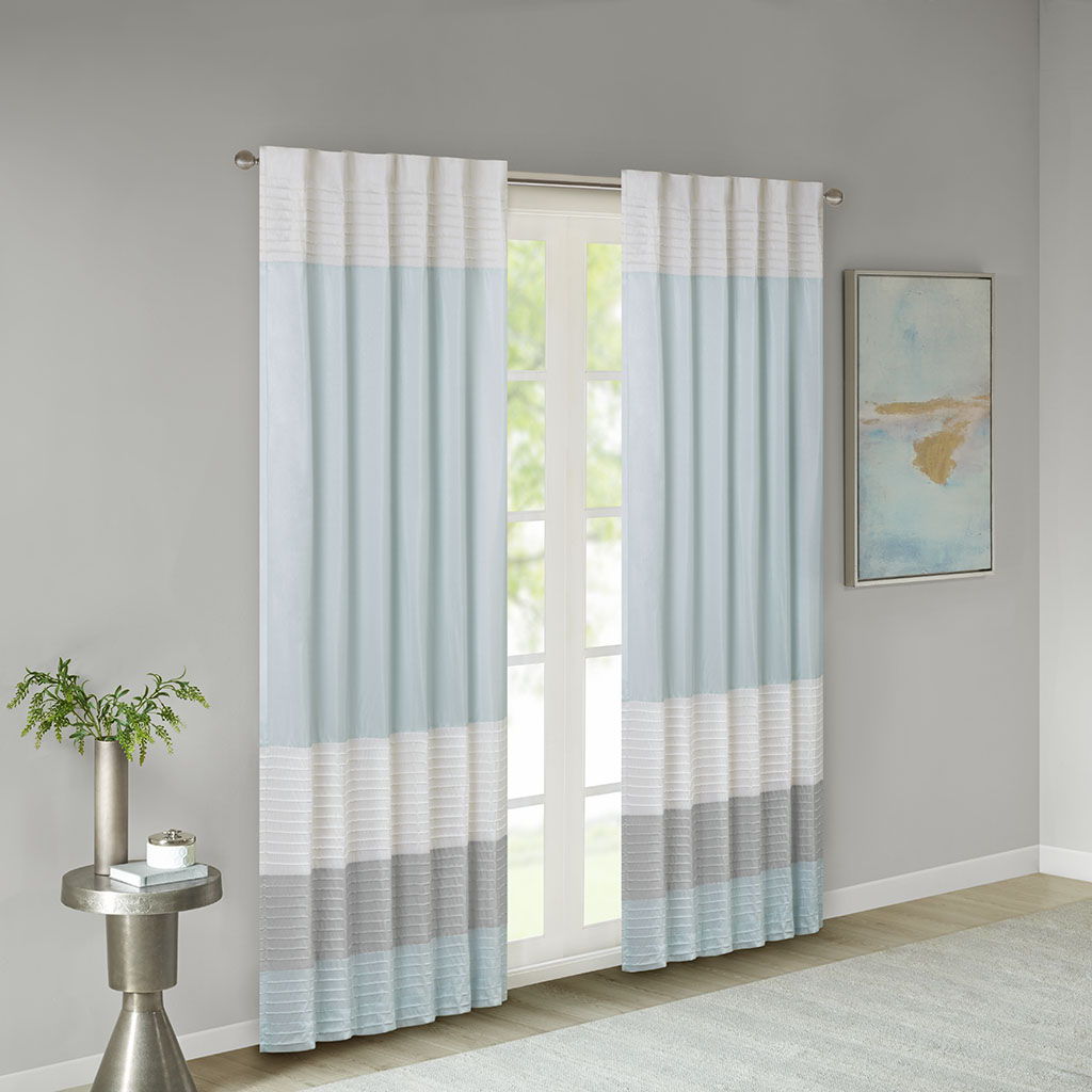 Amherst - Polyoni Pintuck Window Panel - Aqua Madison Park