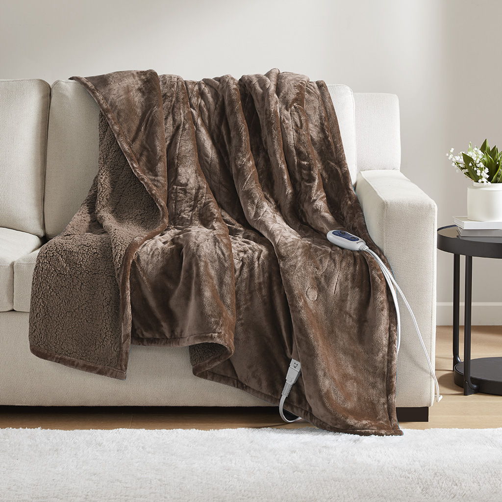 Heated Microlight to Berber - Throw - Brown Beautyrest