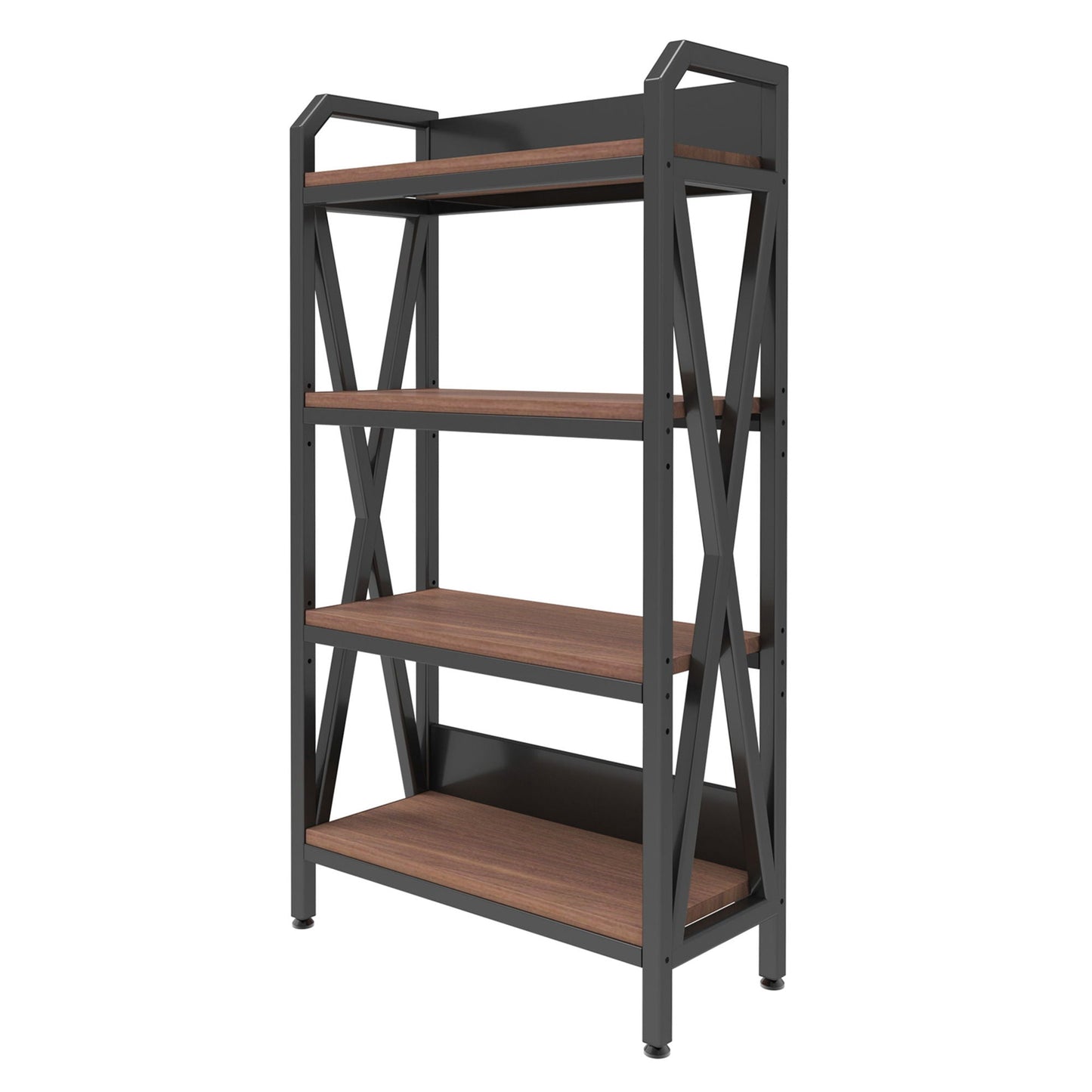 Bakers Rack Storage Shelves 4 Level Mental And Wooden Kitchen Shelves, Kitchen Organizers And Storage, For Garage, Pantry, Bathroom, Closet - Black / Black Brown Home Essentials
